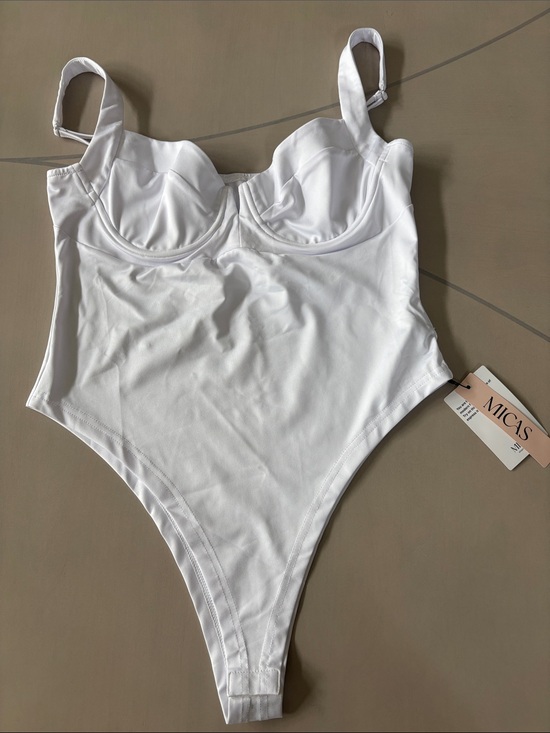Micas Tops - MICAS White Underwire Stretch Bodysuit